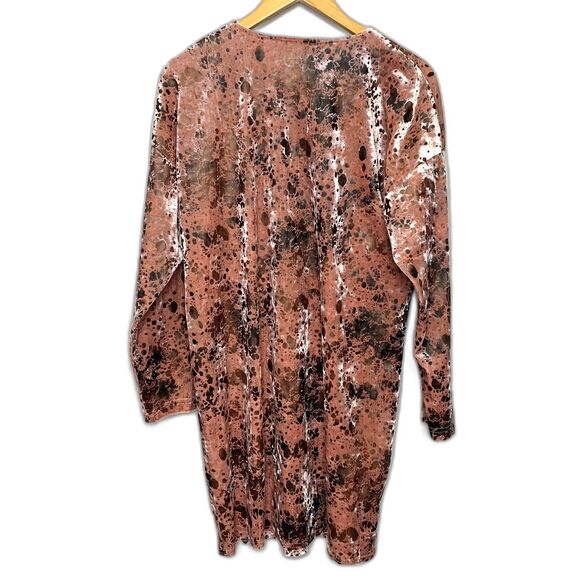 Cousin Earl Womens Shift Dress Deep Vneck Velvet Burnout Midi Short Antique Pink - Picture 2 of 10